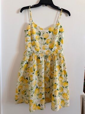 H&M Cream Sundress with Yellow Lemon Print
